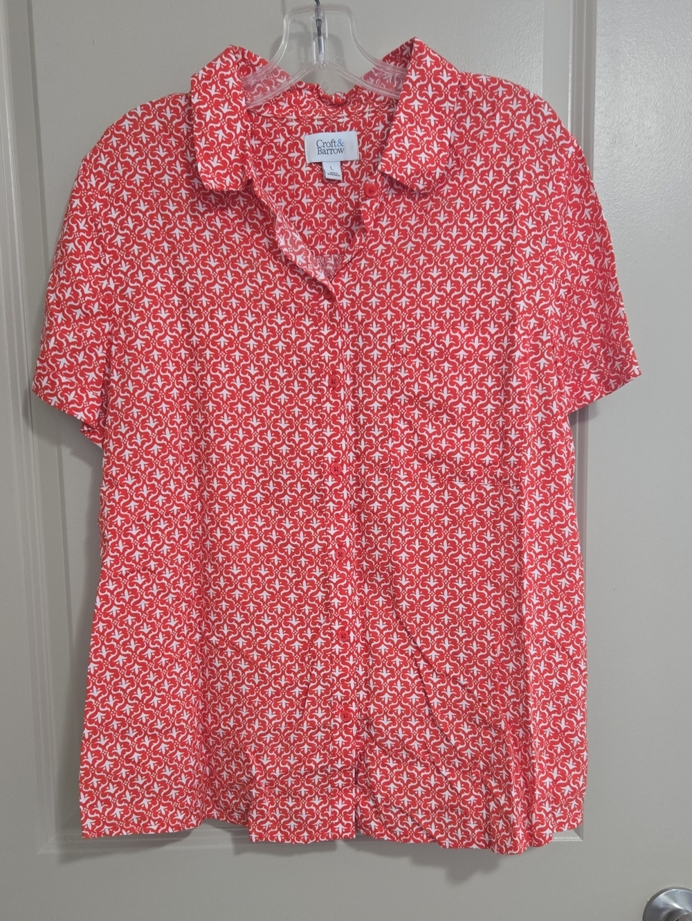 Croft & Barrow Coral Patterned Button-Up Shirt